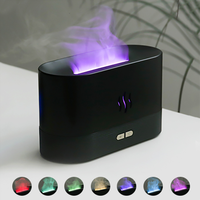 Светодиодный USB увлажнитель-ароматизатор Flame RGB, Черный-1