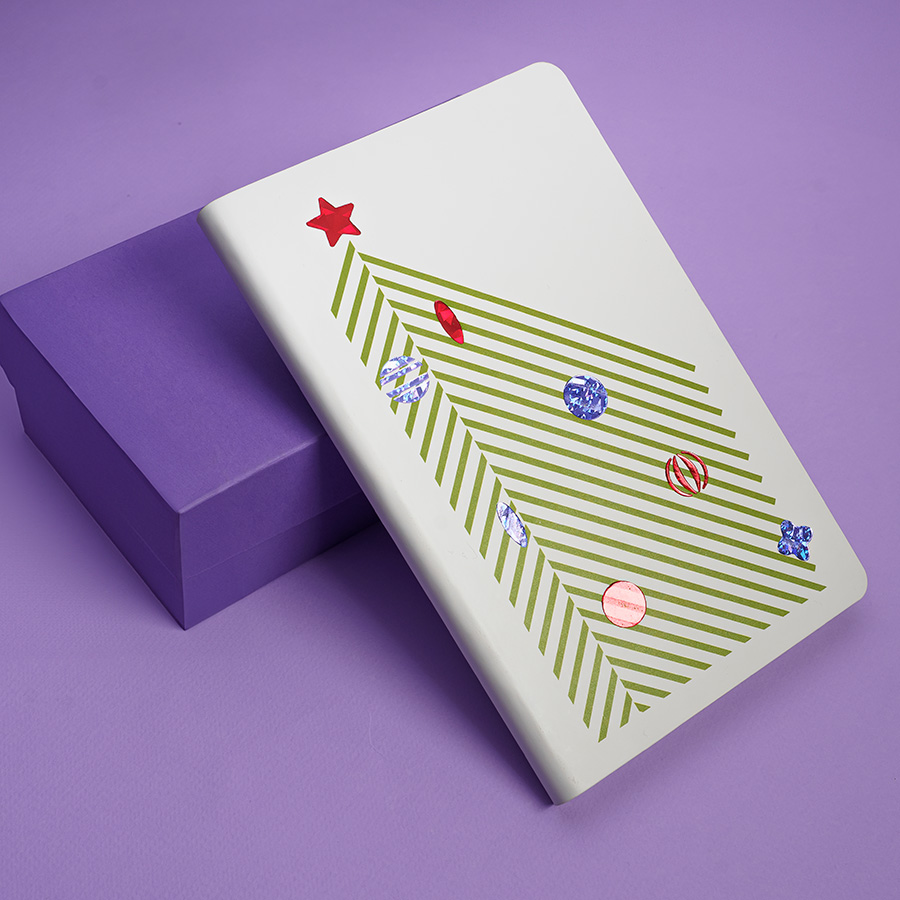 Бизнес-блокнот FUNKY SNOW, формат А5, блок в точку, белый, оранжевый-3