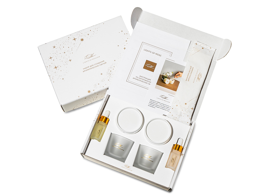 Набор для создания 2-х ароматических свечей: амбра и табак/маракуйя, сандал и пачули-2