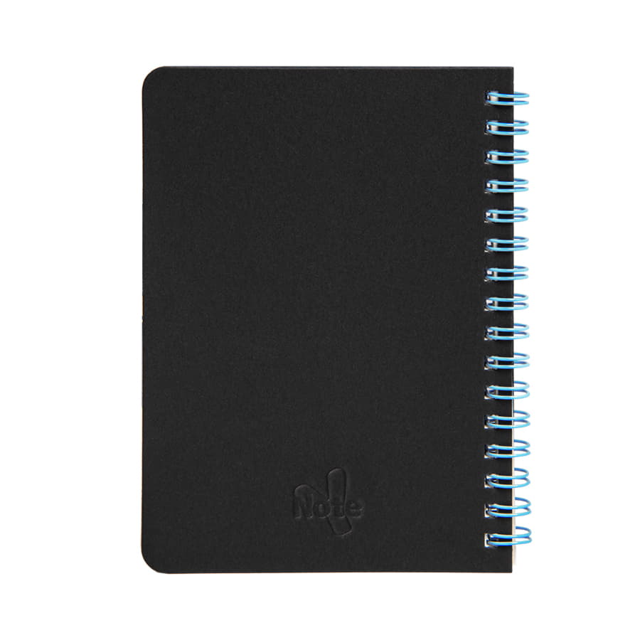 Блокнот на двойной пружине HELIX MINI, 105 х 150  мм, черный с голубым, блок в клетку, черный, голубой-2