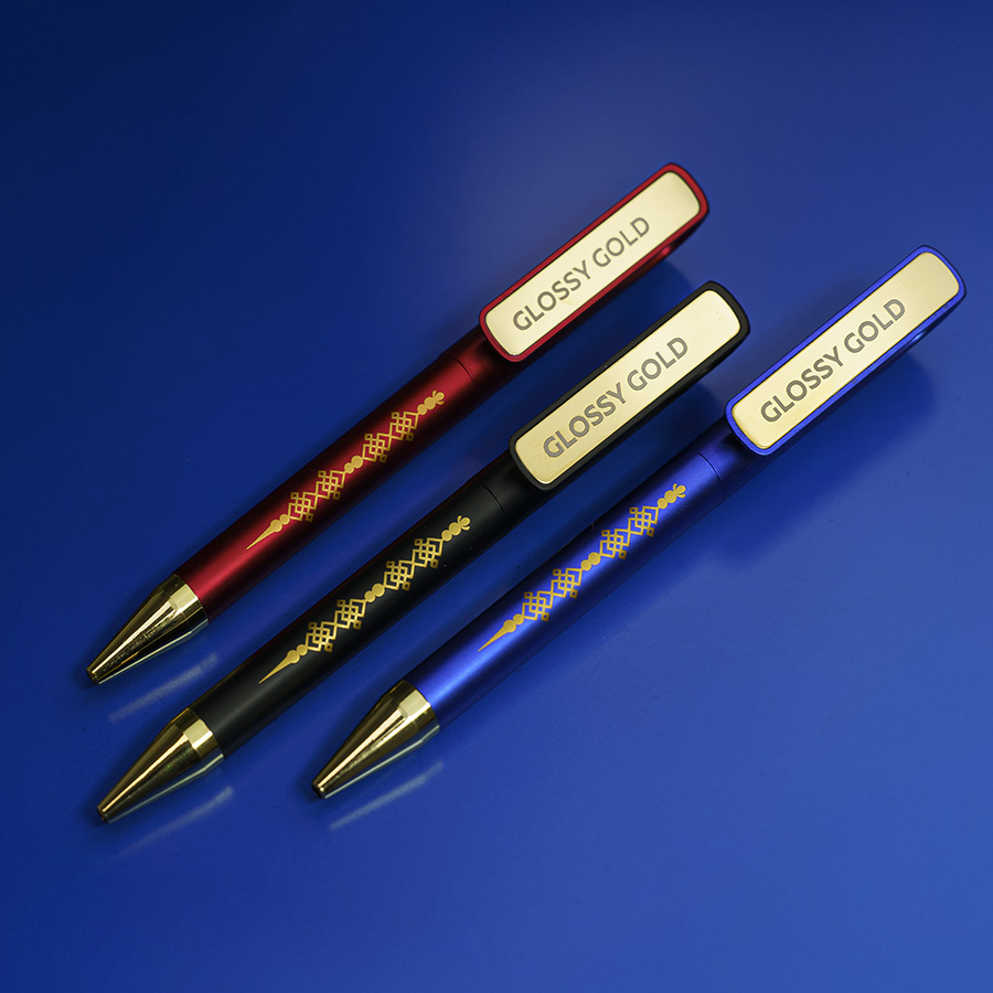 Ручка шариковая GLOSSY GOLD, сизый, золотистый-5