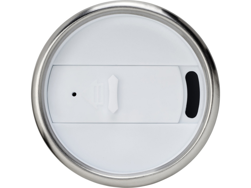 Термостакан Elwood из переработанной нержавеющей стали, 410 мл - Серебристый/Белый-2