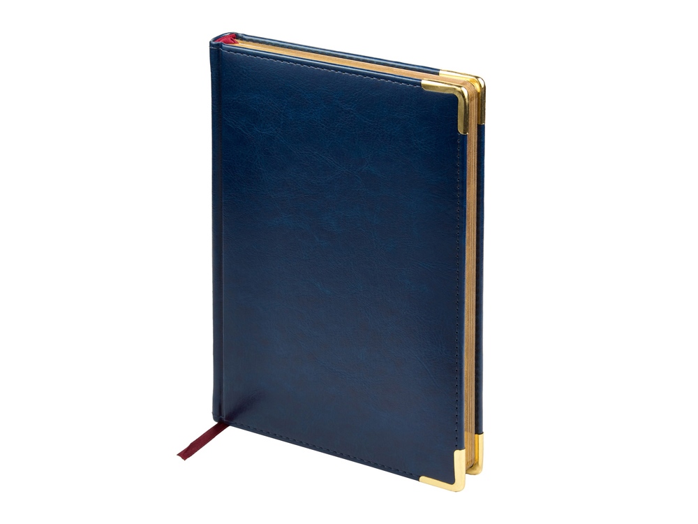 Ежедневник А5 датированный Sidney Nebraska 2026, синий (золотой обрез, золотые уголки)-0