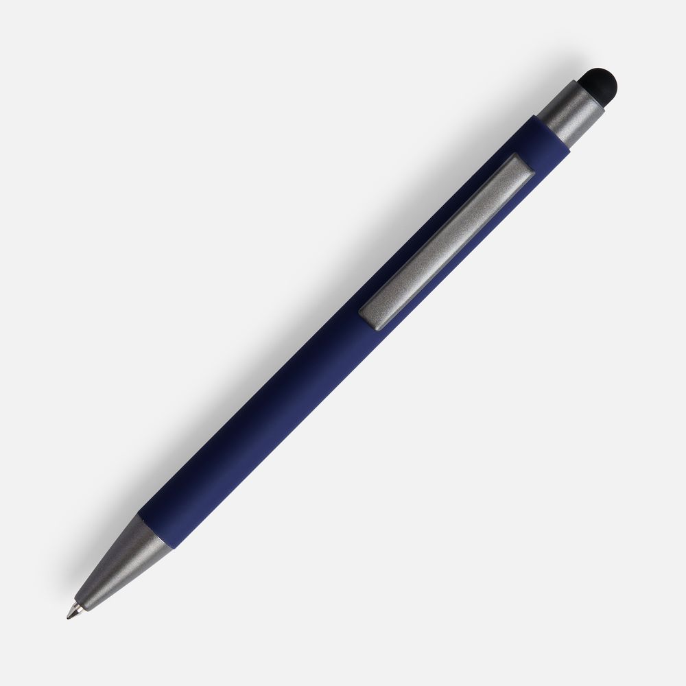 Ручка шариковая Atento Soft Touch со стилусом, темно-синяя-1