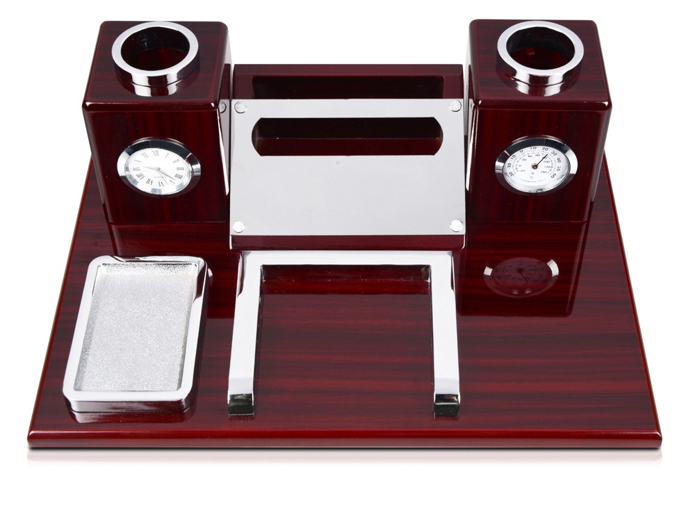 Настольный прибор Петронас: часы, термометр, подставки под ручки, визитки, скрепки, бумажный блок-2