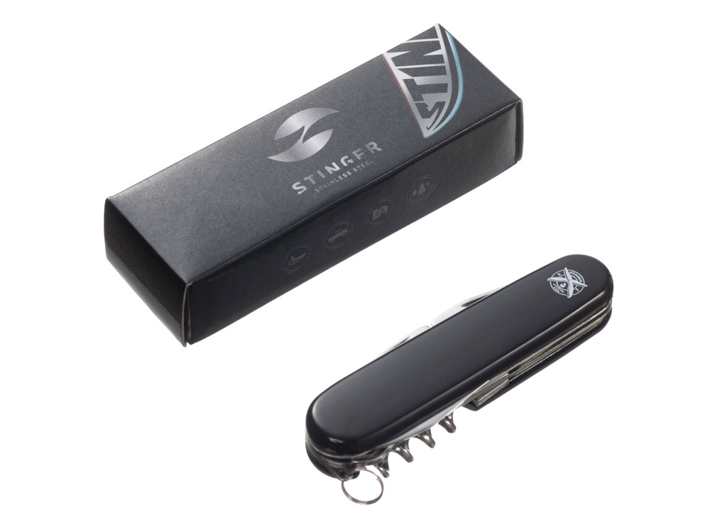 Нож перочинный Stinger, 90 мм, 13 функций, материал рукояти: АБС-пластик (чёрный)-5