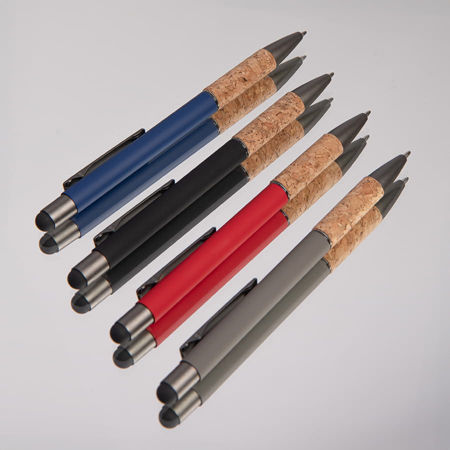 Ручка шариковая FACTOR GRIP со стилусом, синий, серый-6