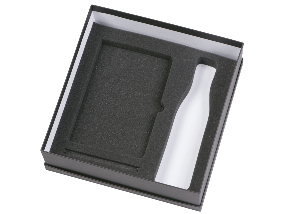 Подарочный набор c блокнотом C1, ручкой и термобутылкой, серый-7