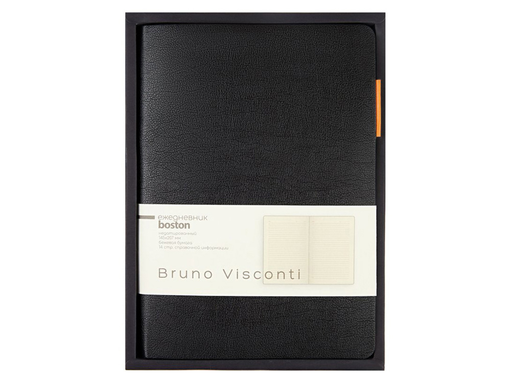 Ежедневник недатированный А5 Boston, черный (оранжевый обрез)-13