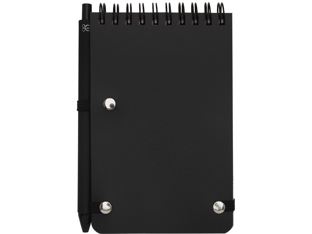 Блокнот Thalaasa формата А6 в твердой обложке из океанического пластика с шариковой ручкой - сплошной черный-2