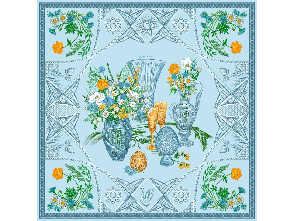 Платок Мелодия хрусталя, голубой-0