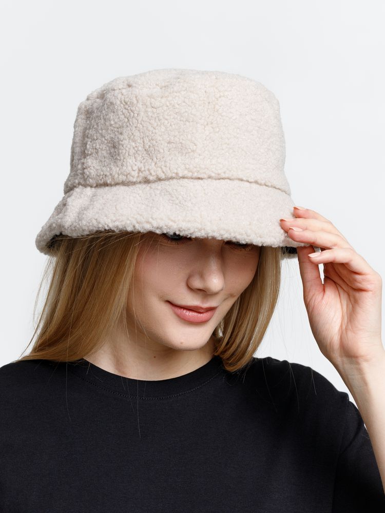 Панама Bucket двусторонняя утепленная, темно-серая с бежевым-5