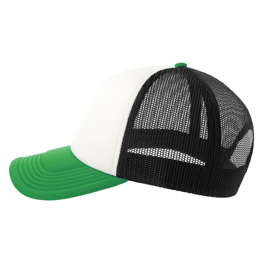 Бейсболка RAPPER-S, 5 клиньев, пластиковая застёжка, белый, зеленый, чёрный-6