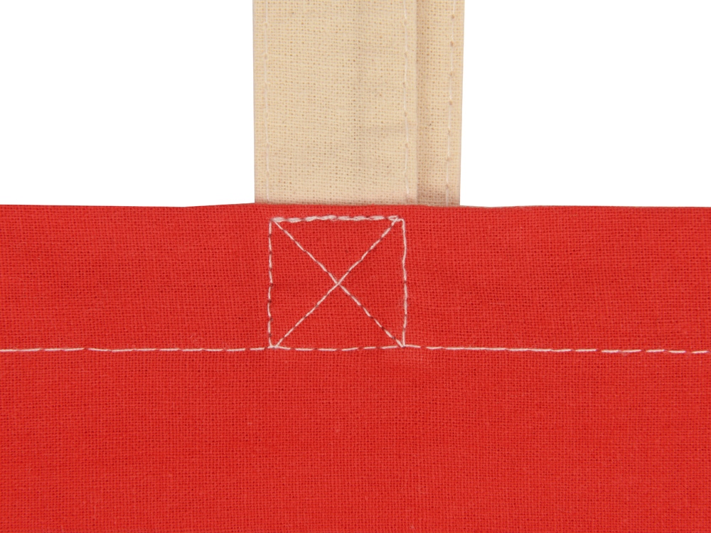 Сумка для шопинга Twin двухцветная из хлопка, 180 г/м2, красный/натуральный-7