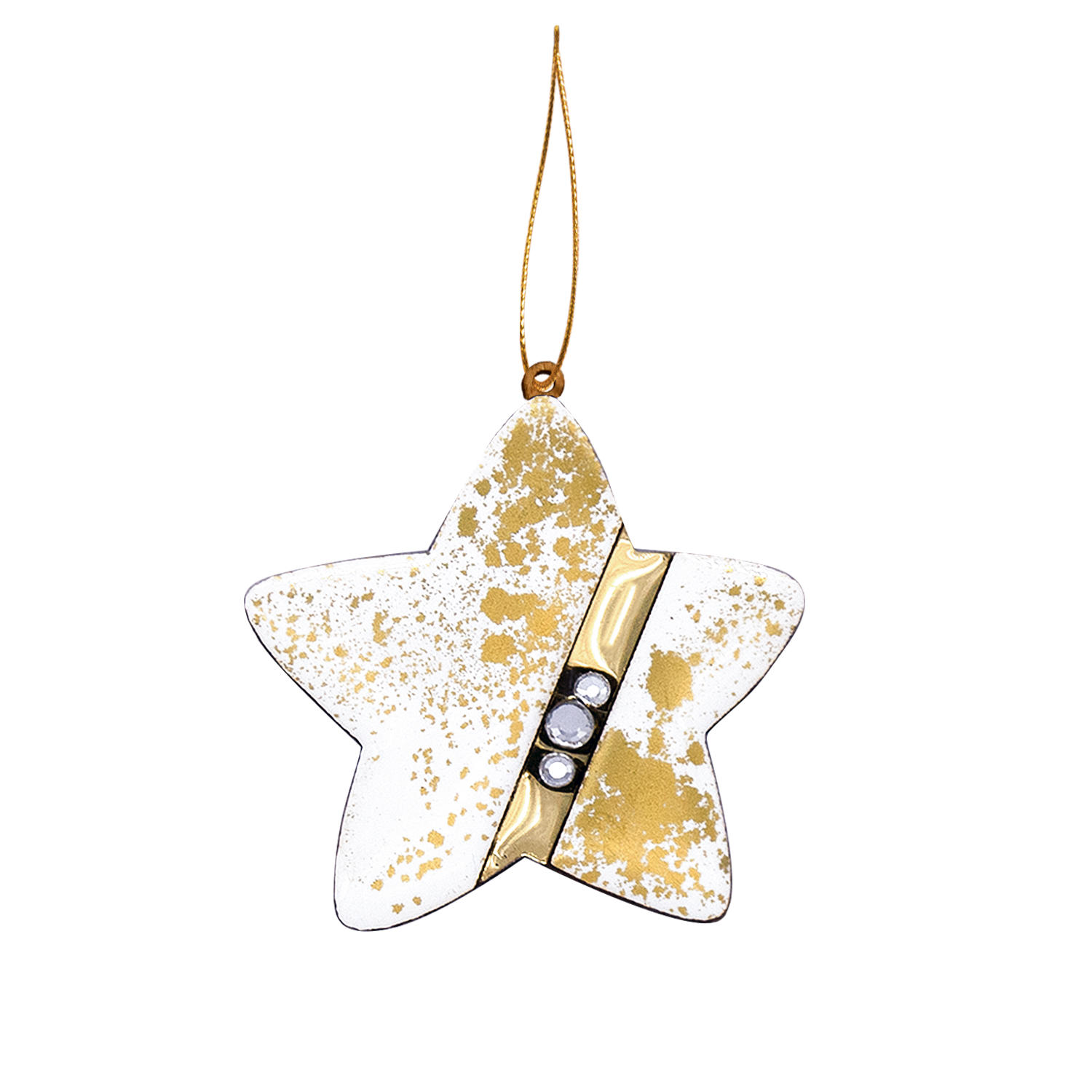 Ёлочная игрушка Звездочка (белый с золотым )-0