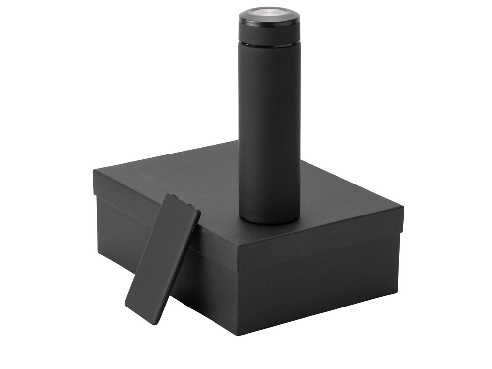 Подарочный набор с термосом и повербанком С1, черный-0