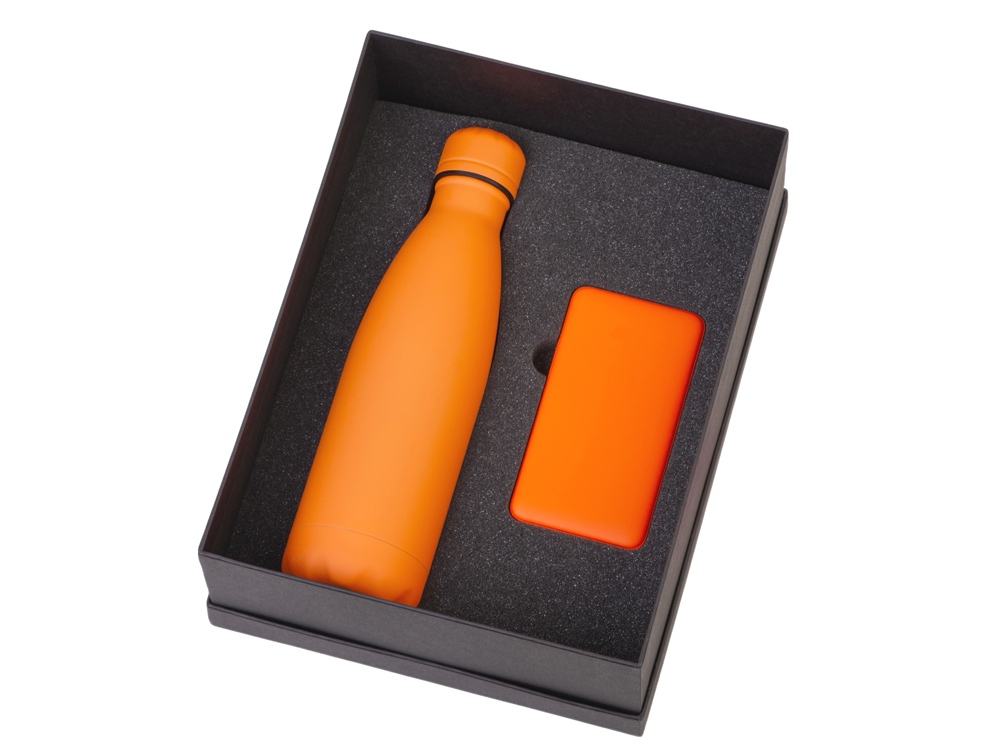 Подарочный набор с термобутылкой и повербанком С1, 5000 mAh, оранжевый-1