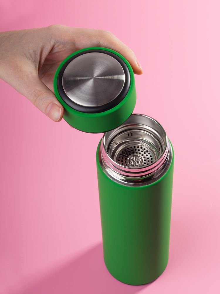 Термос с ситечком Percola, зеленый-4