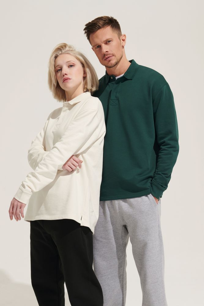 Рубашка поло оверсайз с длинным рукавом Heritage, темно-зеленая-5