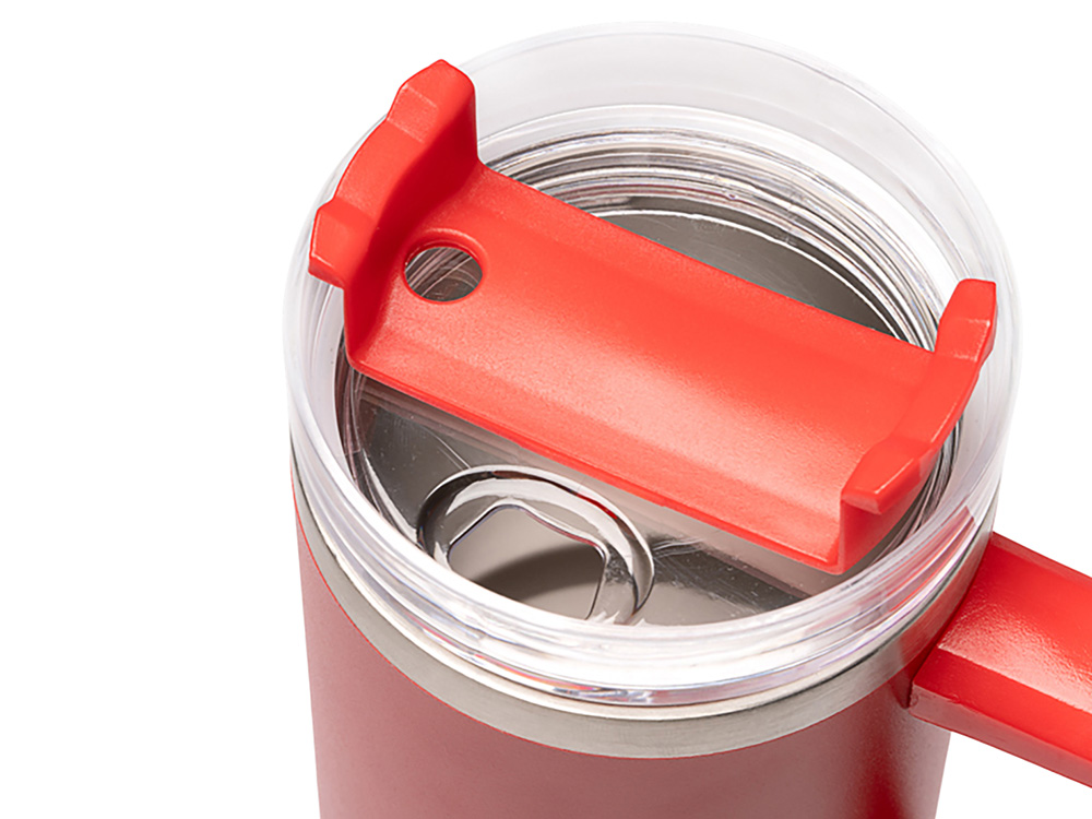 Термокружка Крэнстон с двойными стенками из переработанной нержавеющей стали, красный-3