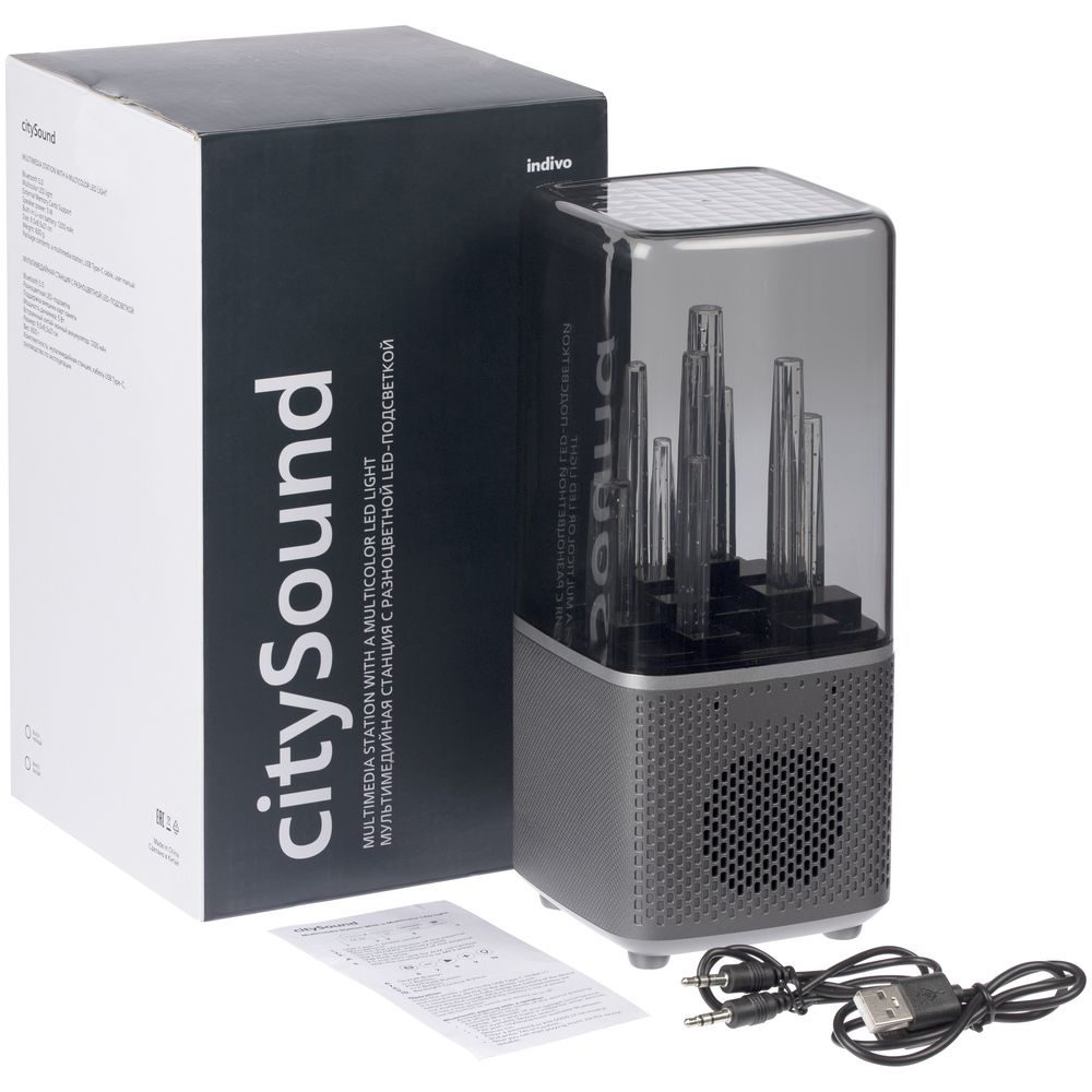 Беспроводная колонка с подсветкой citySound, черная-6