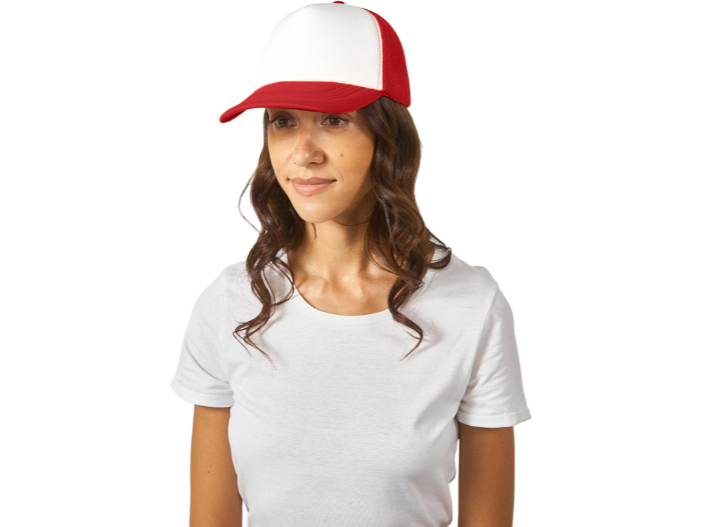 Бейсболка с сеткой Newport, белый/красный-2