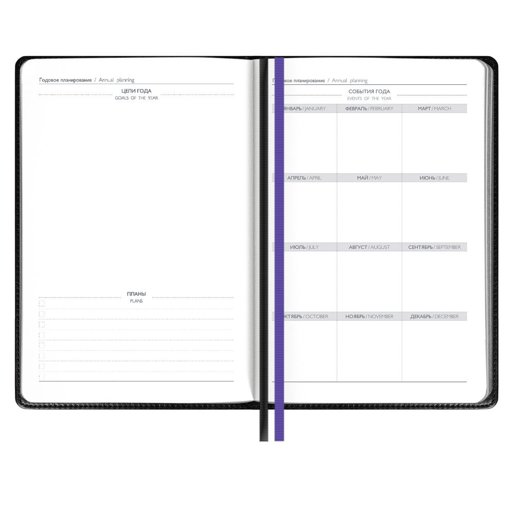 Ежедневник Alanis, недатированный, черный с фиолетовым-4