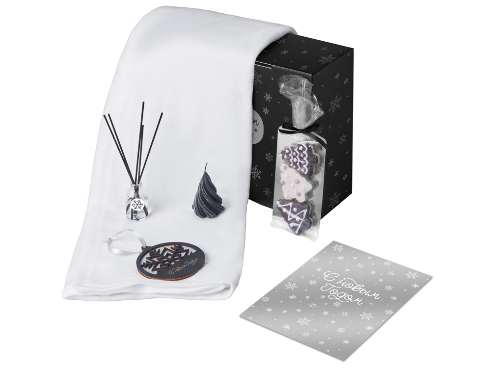 Подарочный набор с пледом, свечой и диффузором, белый-0