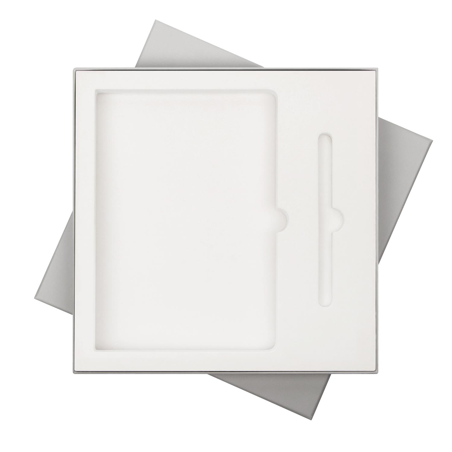 Подарочная коробка с ложементом для ежедневника и ручки, серая-0