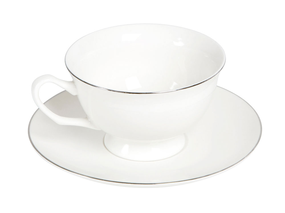 Чайная пара с серебрянной каймой, 200мл-1