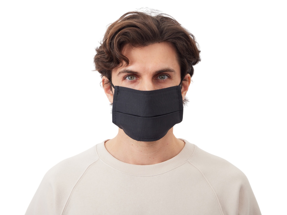 Маска для лица многоразовая из хлопка, черный-1