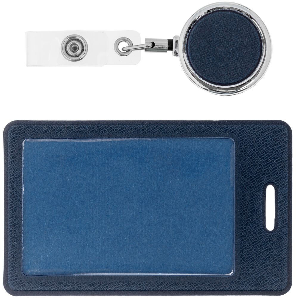 Чехол для пропуска с ретрактором Devon, синий-1