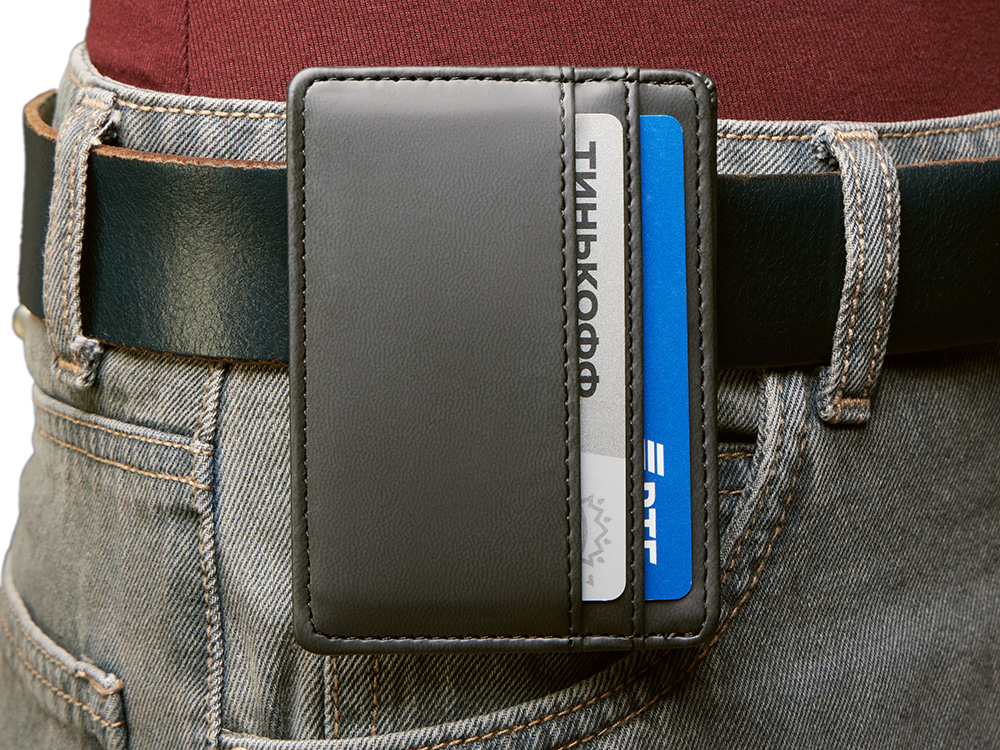 Картхолдер для двух карт и наличных денег с зажимом Crave, черный-6