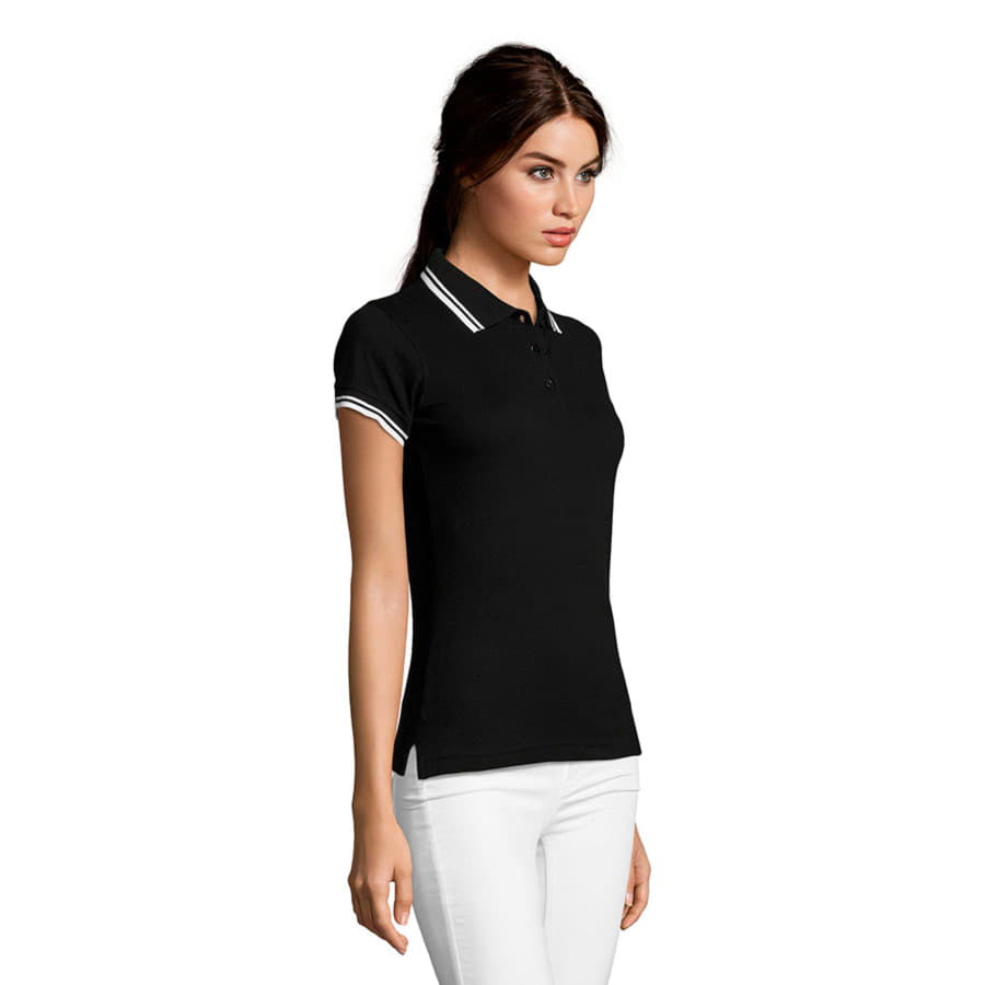 Поло женское PASADENA WOMEN 200, черный, белый-3