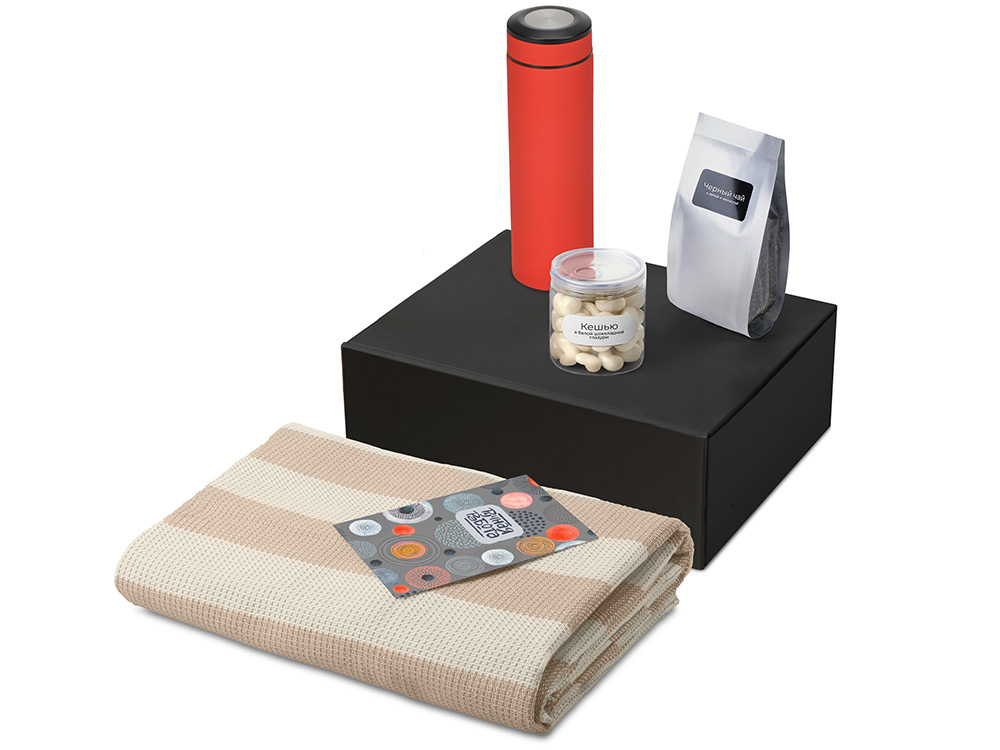 Подарочный набор Re:y. Warm с пледом, термосом и чаем-1