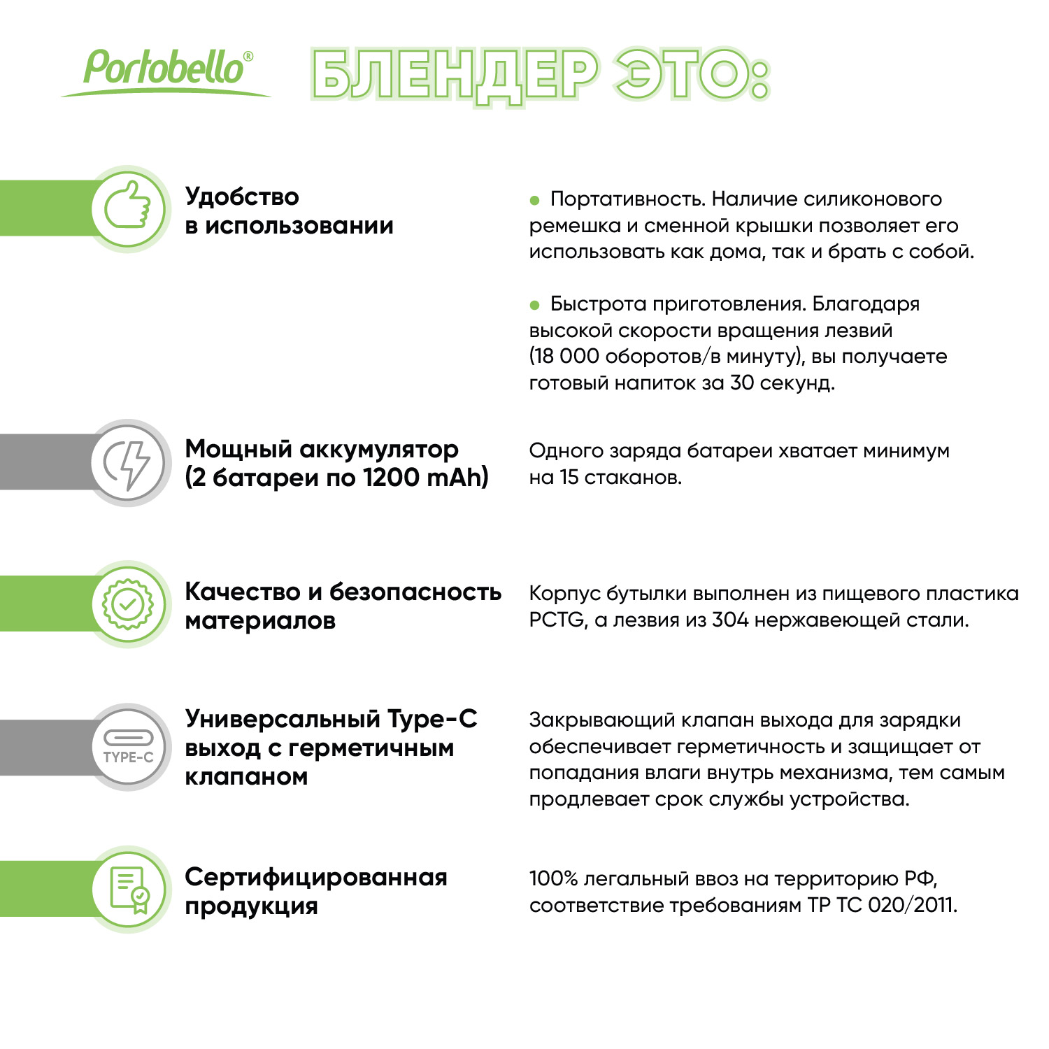 Блендер портативный Фрутта (Frutta), белый-14