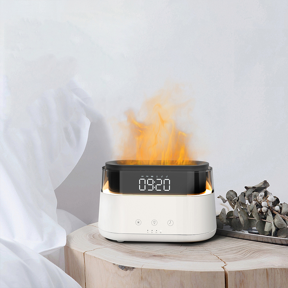 Светодиодный USB увлажнитель-ароматизатор Brava с часами с подсветкой, Белый-5