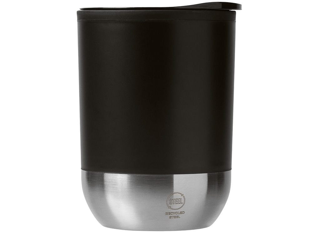 Термокружка LINDE с двойными стенками из переработанного полипропилена, черный-2
