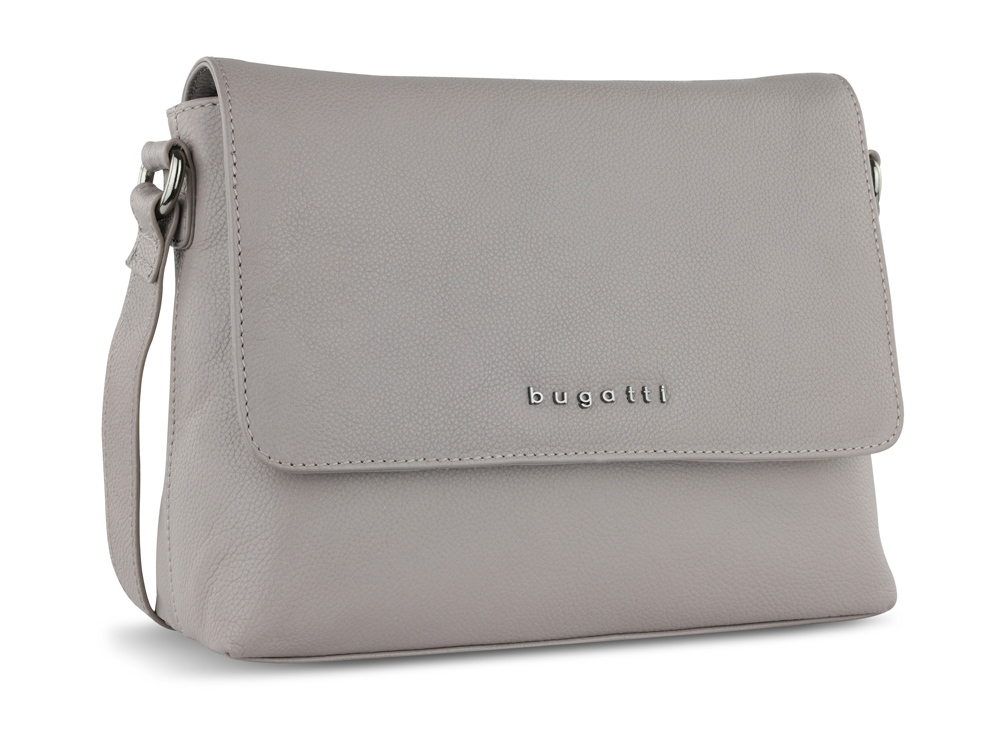 Сумка наплечная женская BUGATTI Bella, бежевая, воловья кожа/полиэстер, 25х8х20 см-0