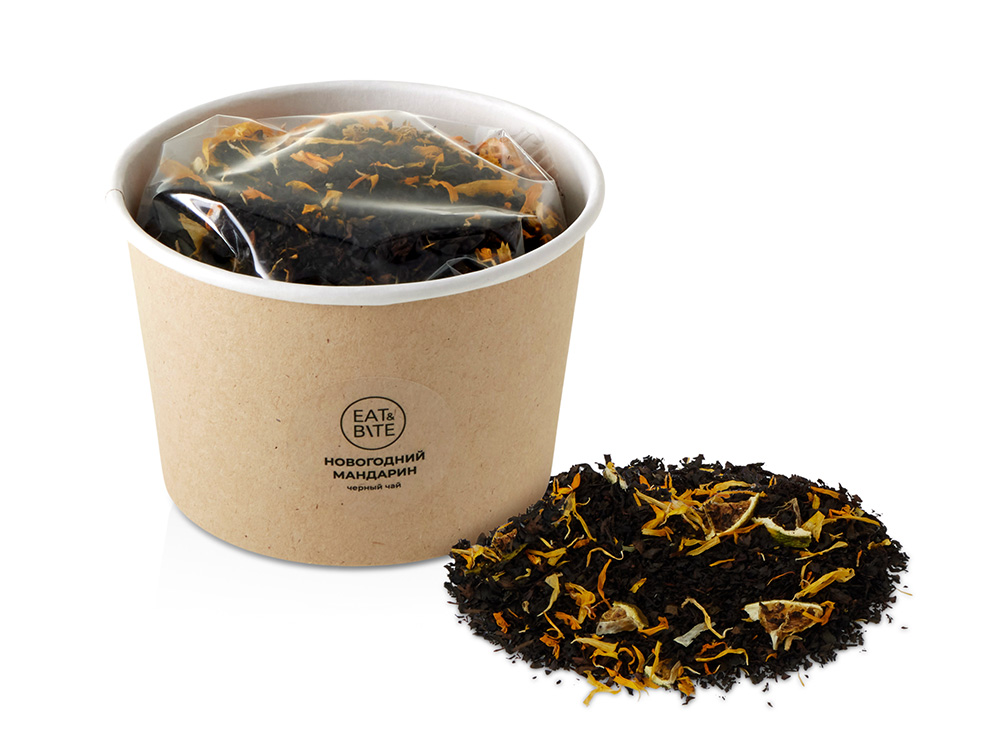 Чай черный Новогодний мандарин в картонном стаканчике, 50 гр.-0
