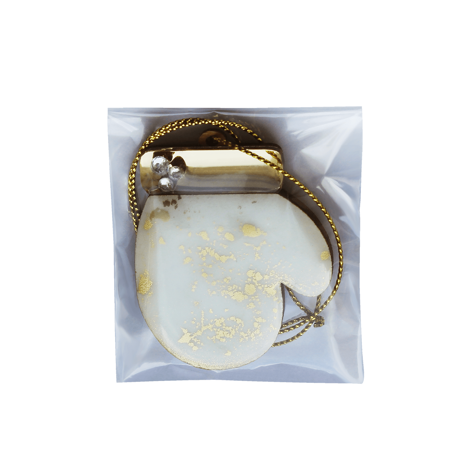 Ёлочная игрушка Варежка (белый с золотым )-7