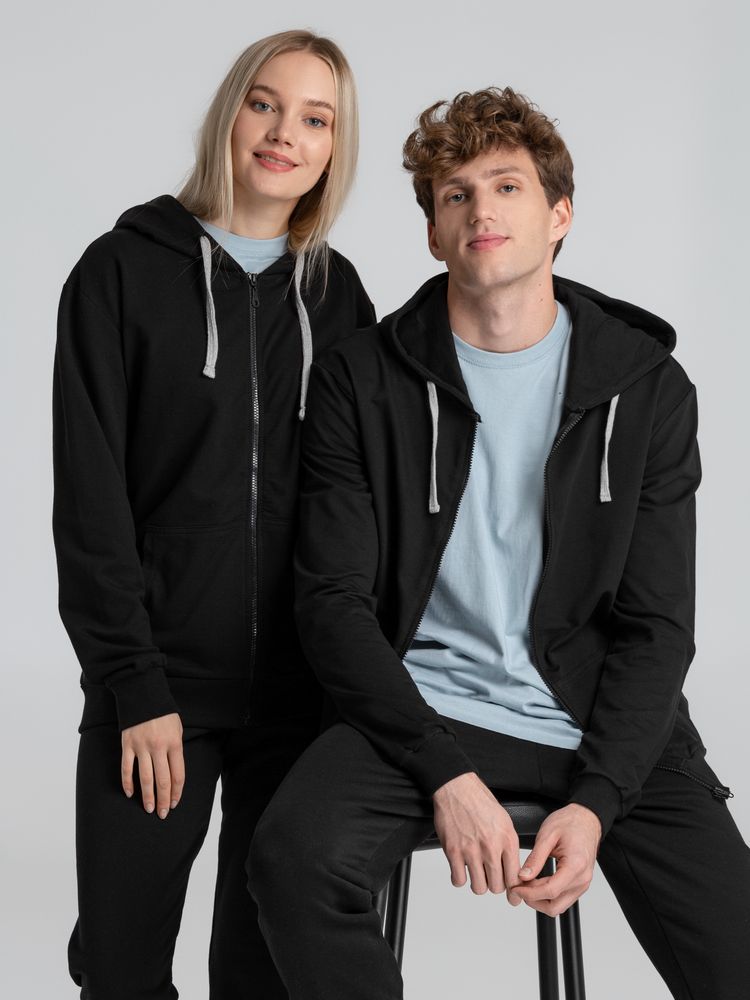 Толстовка на молнии с капюшоном Unit Siverga, черная-5