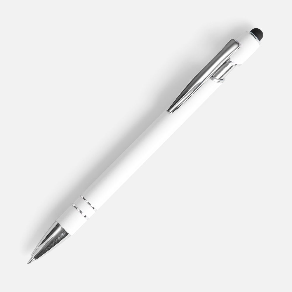Ручка шариковая Pointer Soft Touch со стилусом, белая-0