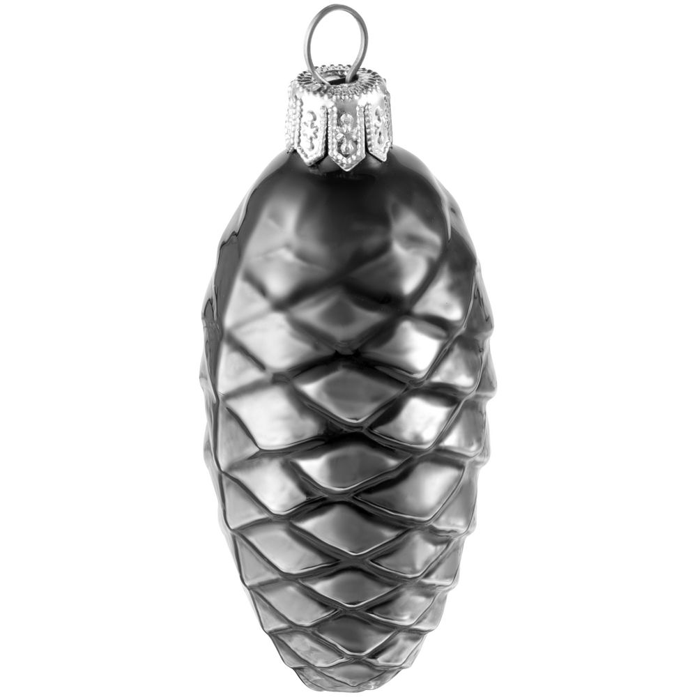 Елочная игрушка «Шишка», серая (графит)-1
