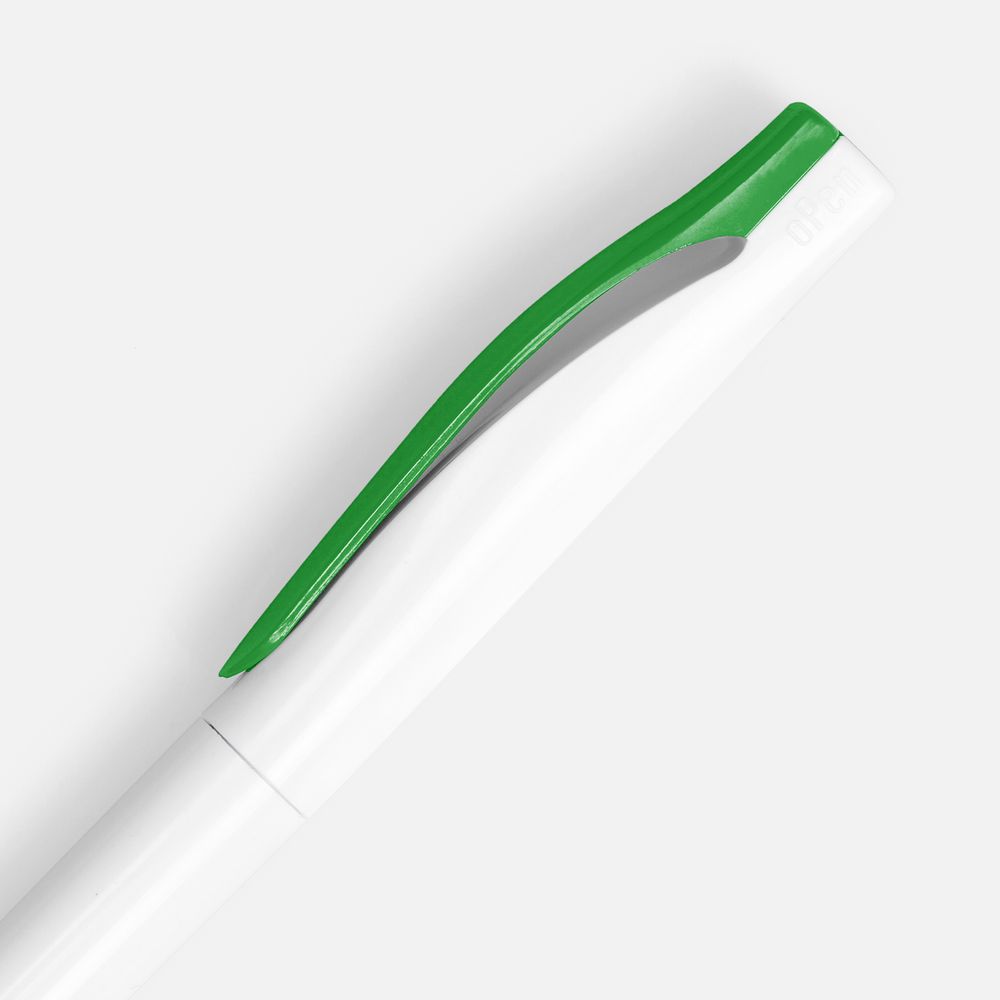 Ручка шариковая Pin, белая с зеленым-2