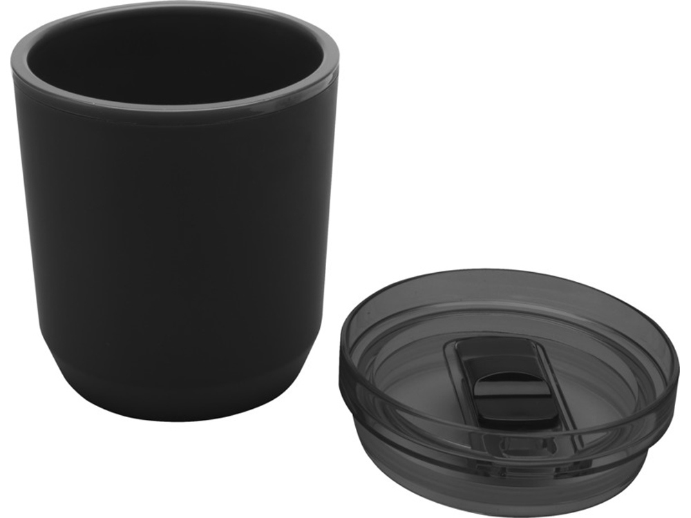 Hudson кружка из переработанного пластика с двойными стенками объемом 180 мл, сплошной черный-3