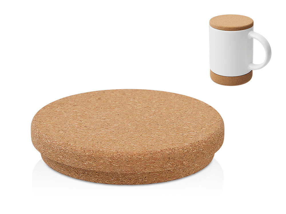 Кружка 450 мл с пробковым дном с крышкой Корк & Бон, черный-4