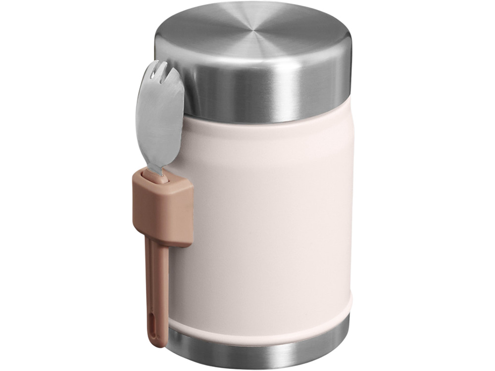 Банка для еды объемом 400 мл с ложкой-вилкой Stanley Legendary - Light pink-1