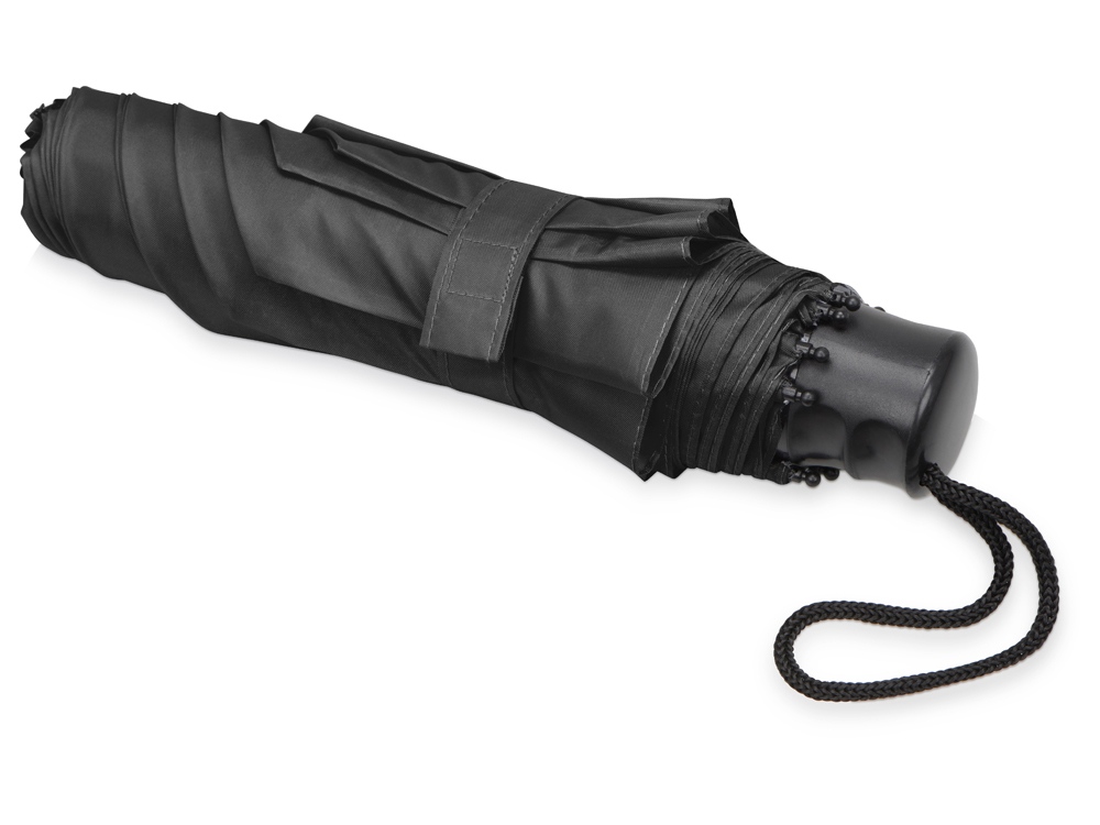 Зонт складной Columbus, механический, 3 сложения, с чехлом, черный-2