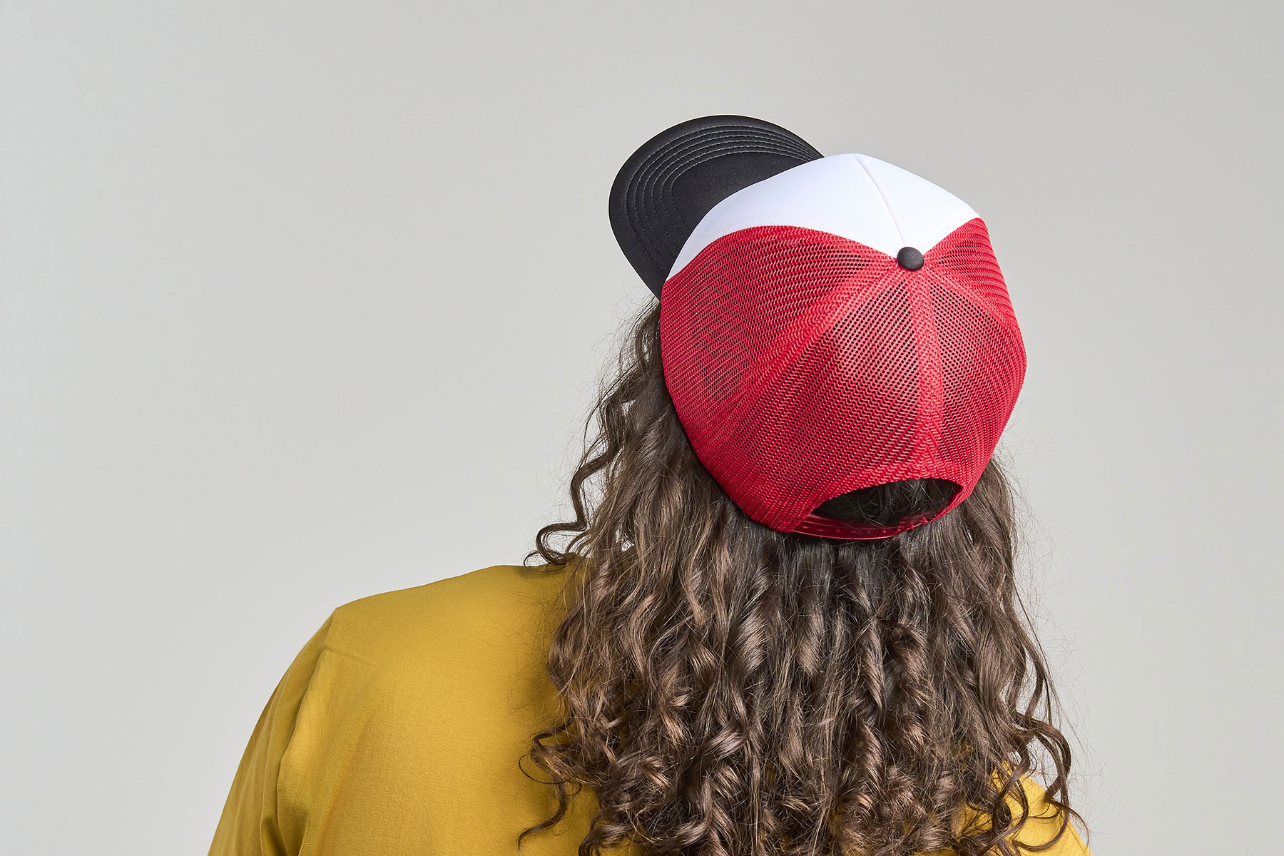 Бейсболка RAPPER-S, 5 клиньев, пластиковая застёжка, белый, желтый-3